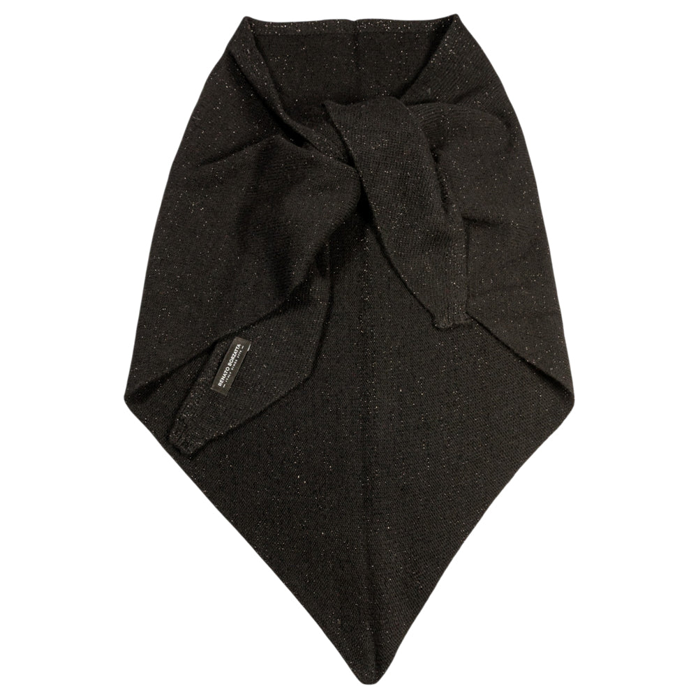 RB5007A | SAINT MORITZ - Scialle da Donna a Triangolo con asola in Maglia Rasata Made in Italy. Colore Nero