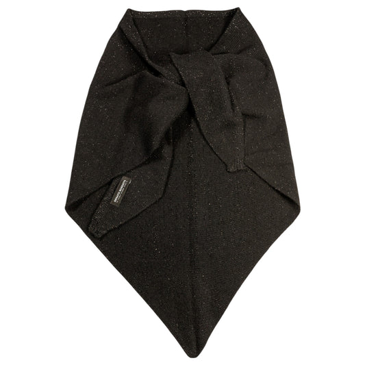 RB5007A | SAINT MORITZ - Scialle da Donna a Triangolo con asola in Maglia Rasata Made in Italy. Colore Nero