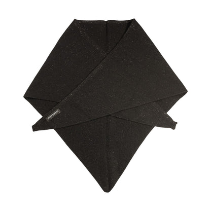 RB5007A | SAINT MORITZ - Scialle da Donna a Triangolo con asola in Maglia Rasata Made in Italy. Colore Nero