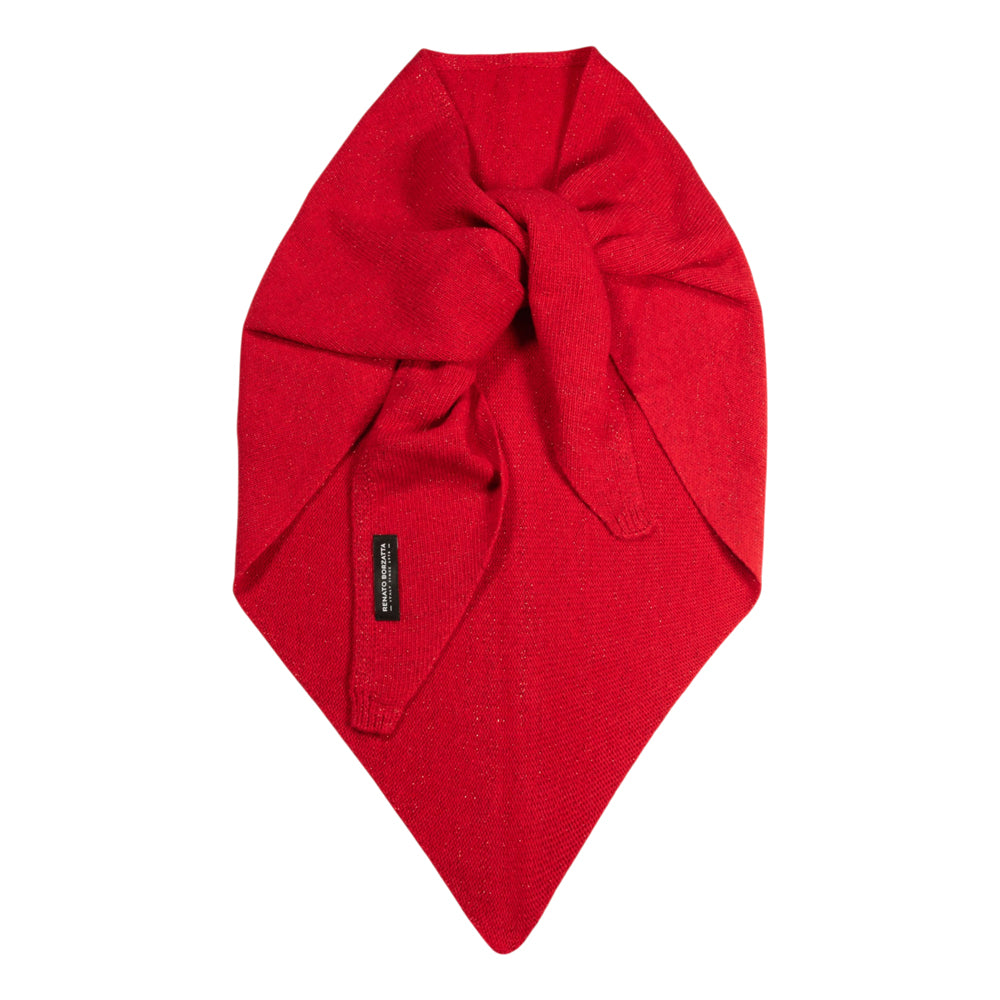 RB5007V | SAINT MORITZ - Scialle da Donna a Triangolo con asola in Maglia Rasata Made in Italy. Colore Rosso