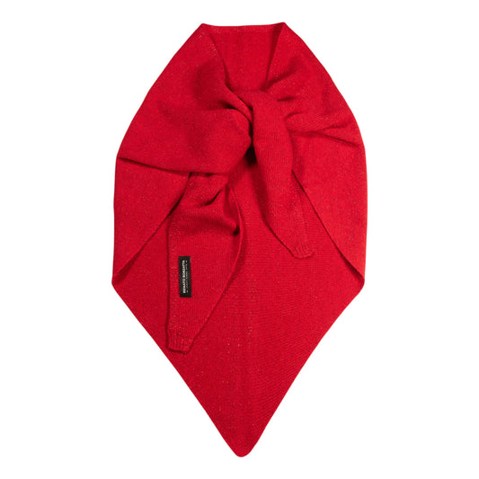 RB5007V | SAINT MORITZ - Scialle da Donna a Triangolo con asola in Maglia Rasata Made in Italy. Colore Rosso