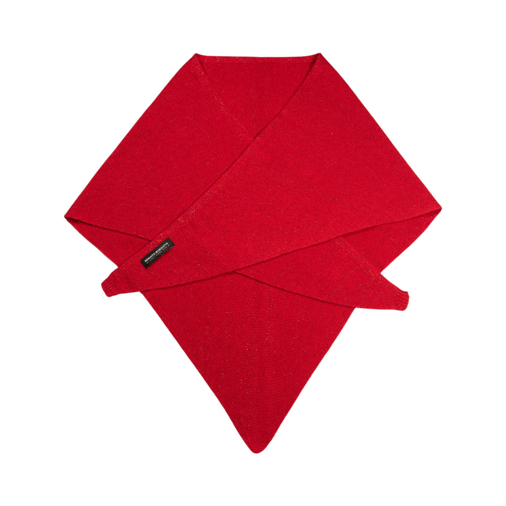 RB5007V | SAINT MORITZ - Scialle da Donna a Triangolo con asola in Maglia Rasata Made in Italy. Colore Rosso