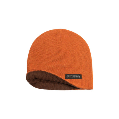 RB5008IC | COURMAYEUR - Berretto Unisex in Maglia Rasata Double-Face Made in Italy. Colore Paprika/Cacao