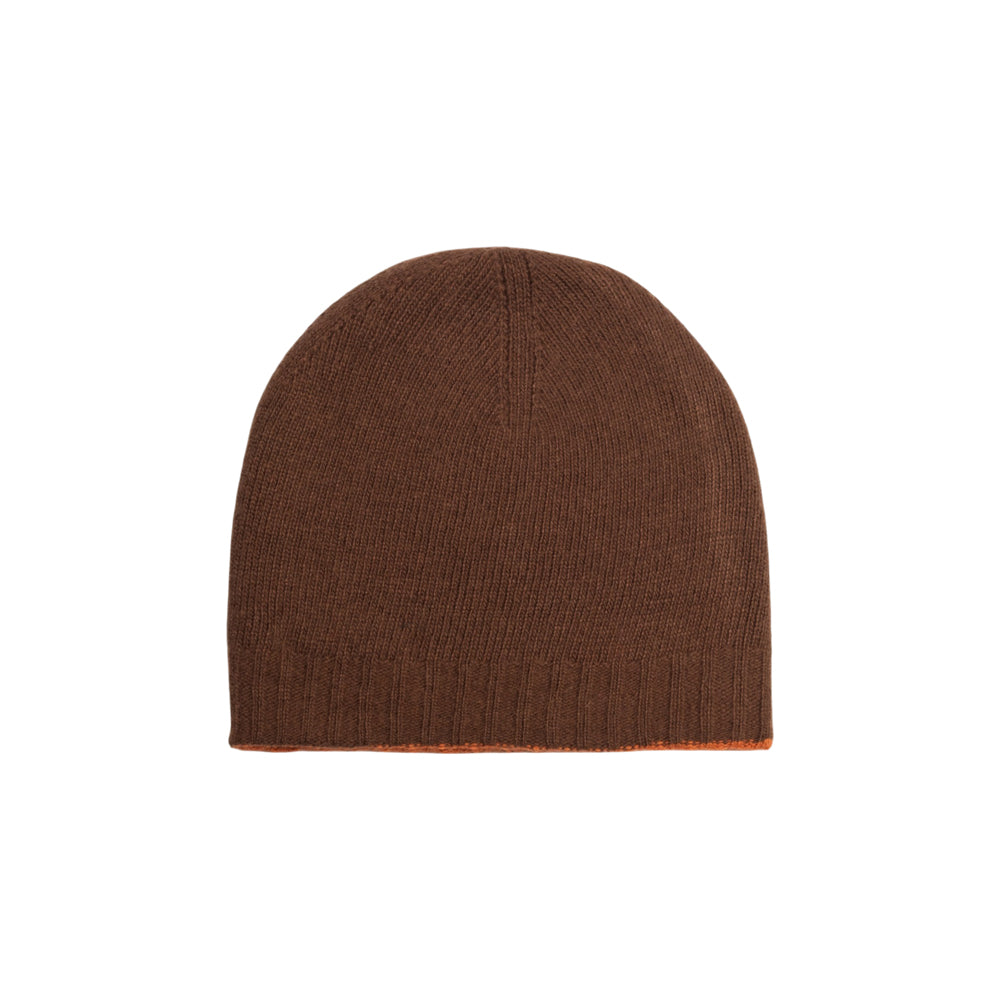 RB5008IC | COURMAYEUR - Berretto Unisex in Maglia Rasata Double-Face Made in Italy. Colore Paprika/Cacao