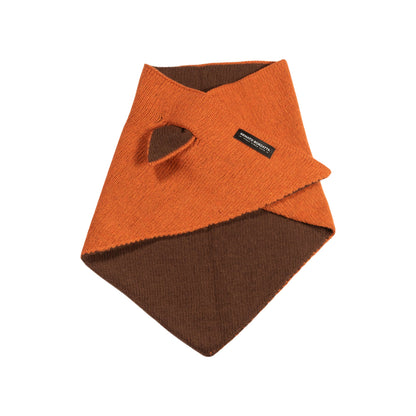 RB5009IC | COURMAYEUR - Sciarpa Donna Double-Face Triangolare con asola in Maglia Rasata Made in Italy. Colore Paprika/Cacao
