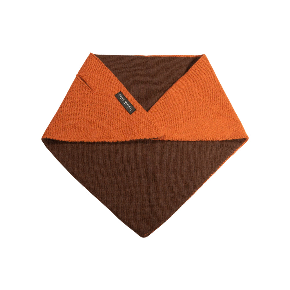 RB5009IC | COURMAYEUR - Sciarpa Donna Double-Face Triangolare con asola in Maglia Rasata Made in Italy. Colore Paprika/Cacao