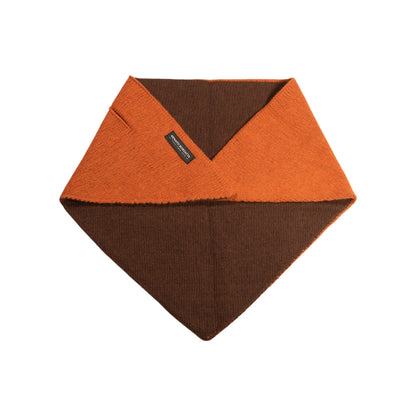 RB5009IC | COURMAYEUR - Sciarpa Donna Double-Face Triangolare con asola in Maglia Rasata Made in Italy. Colore Paprika/Cacao