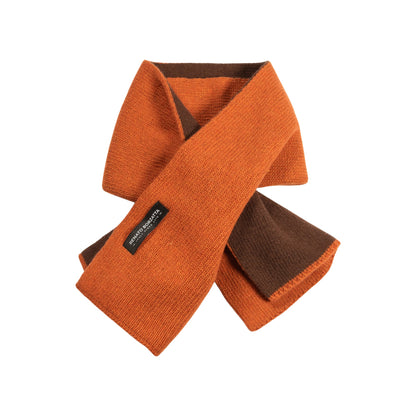 RB5010IC | COURMAYEUR - Sciarpa Scaldacollo Short Unisex Double-Face con asola in Maglia Rasata Made in Italy. Colore Paprika/Cacao