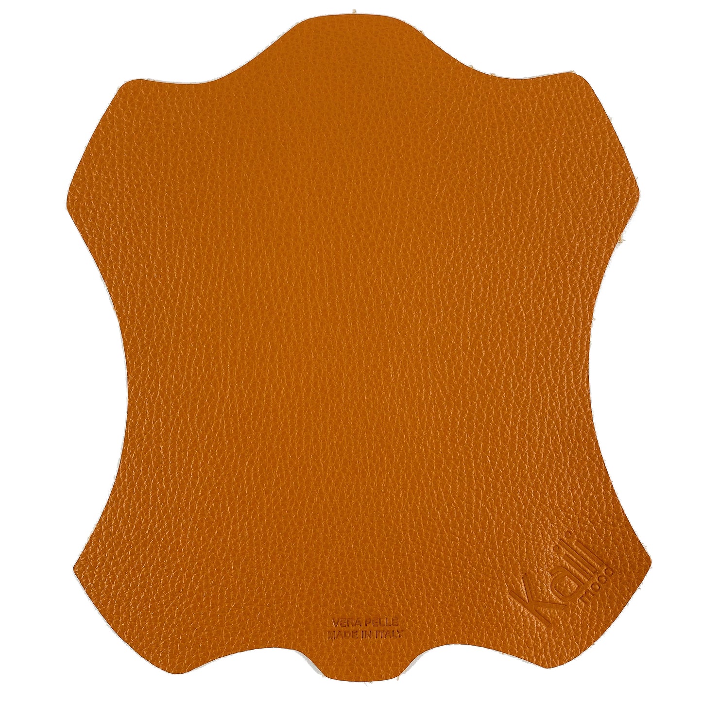 K0001LB | Mouse pad Made in Italy in genuine full grain leather, dollar grain - Orange color - Dimensions: 20 x 23 cm - Packaging: TNT tubular bag