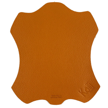 K0001LB | Tappetino per Mouse Made in Italy in Vera Pelle pieno fiore, grana dollaro - Colore Arancione - Dimensioni: cm 20 x 23 - Confezione: Sacchetto tubolare Tnt