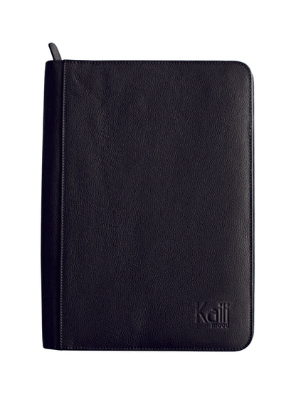 K0002AB | Clipboard in A4 format in genuine full grain leather, dollar grain - Black color - Dimensions: 24 x 32 x 2 cm - Packaging: TNT bag