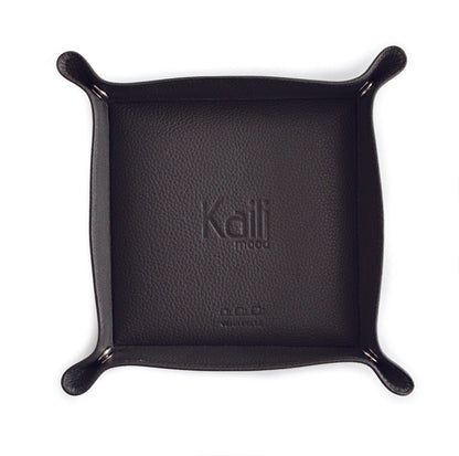 K0003FB | Pocket tray in genuine full grain leather, dollar grain - Gray color - Dimensions: 14 x 14 x 3 cm - Packaging: TNT bag