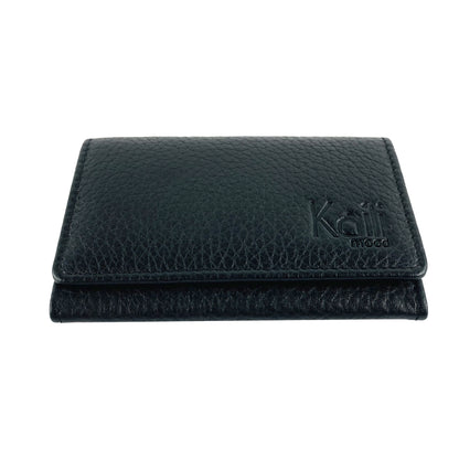 K0004AB | P/Business Cards/Credit Cards in genuine full grain leather, dollar grain - Black color - Dimensions: 10 x 6 x 2 cm - Packaging: Rigid bottom/lid gift box