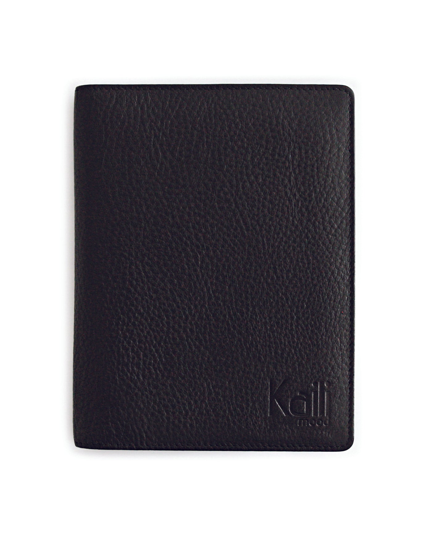 K0008AB | Bill holder in genuine full grain leather, dollar grain. Internal mini slots and pen holder slot. Black colour. Dimensions: 12 x 16 x 1 cm. Packaging: TNT bag