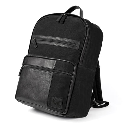 K0023AB | Notebook Backpack - Canvas/Genuine Leather Col. Black