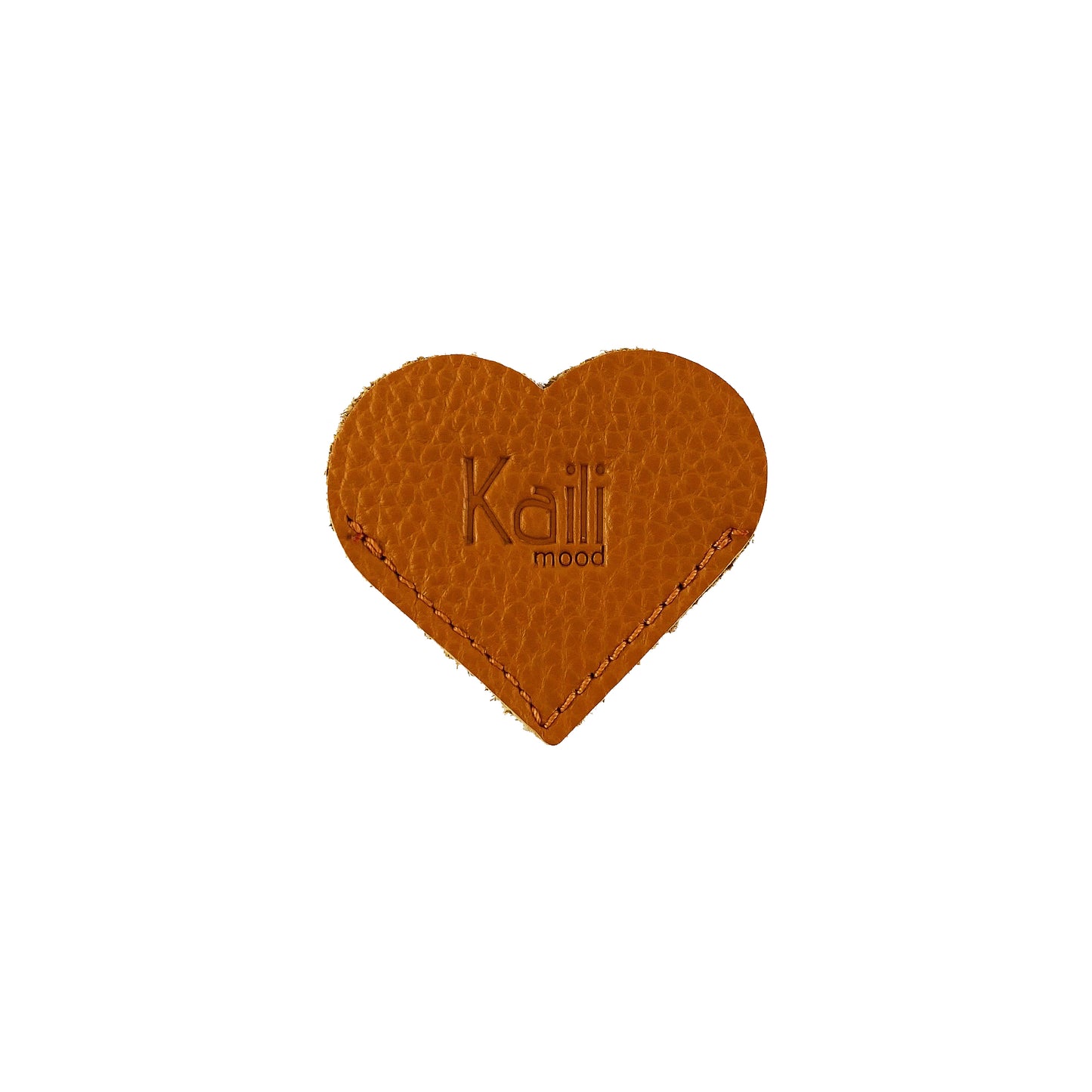 K0038LB | Heart bookmark Made in Italy in genuine full grain leather, dollar grain - Orange color - Dimensions: 6 x 5.5 x 0.5 cm - Packaging: Rigid bottom/lid gift box